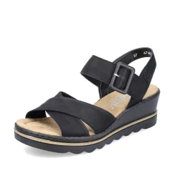 Rieker Heeled Shoes-Women'S Wedge Sandals Jet Black
