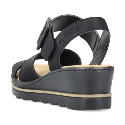 Rieker Heeled Shoes-Women'S Wedge Sandals Jet Black