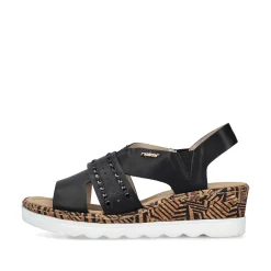 Rieker Heeled Shoes-Women'S Wedge Sandals Night Black