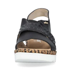 Rieker Heeled Shoes-Women'S Wedge Sandals Night Black