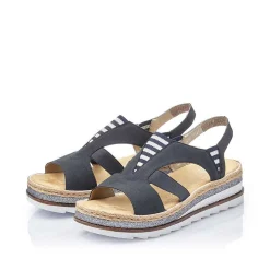 Rieker Heeled Shoes-Women'S Wedge Sandals Pacific Blue