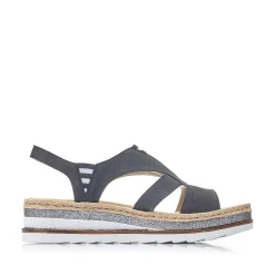 Rieker Heeled Shoes-Women'S Wedge Sandals Pacific Blue