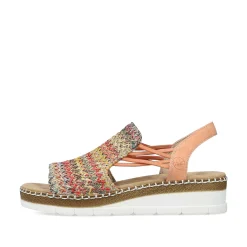 Rieker Summer Shoes-Women'S Wedge Sandals In Multi-Salmon Colors