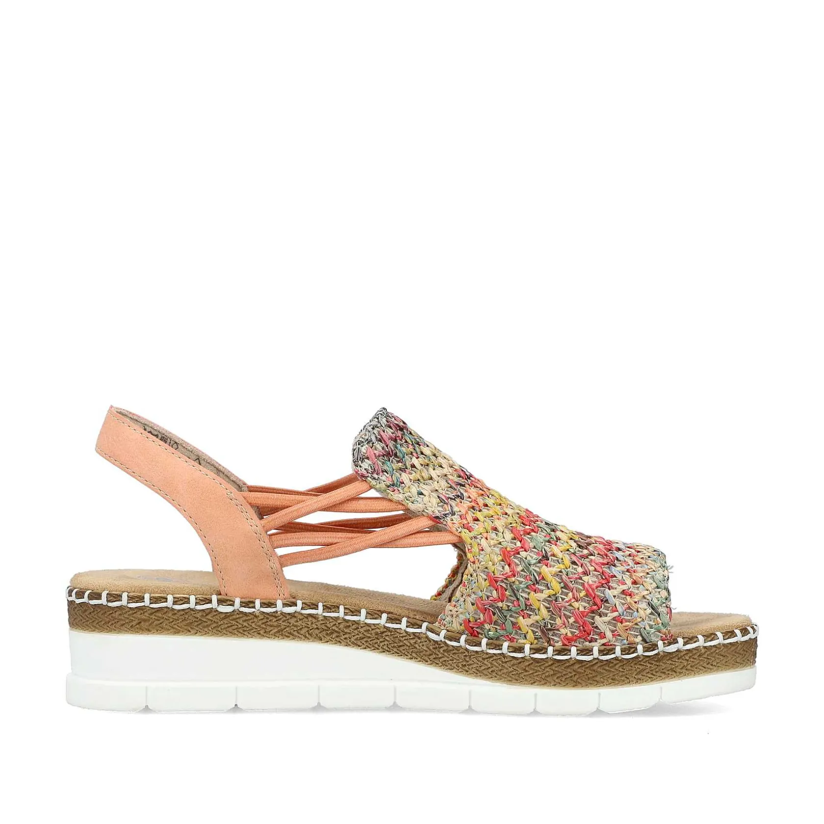 Rieker Summer Shoes-Women'S Wedge Sandals In Multi-Salmon Colors