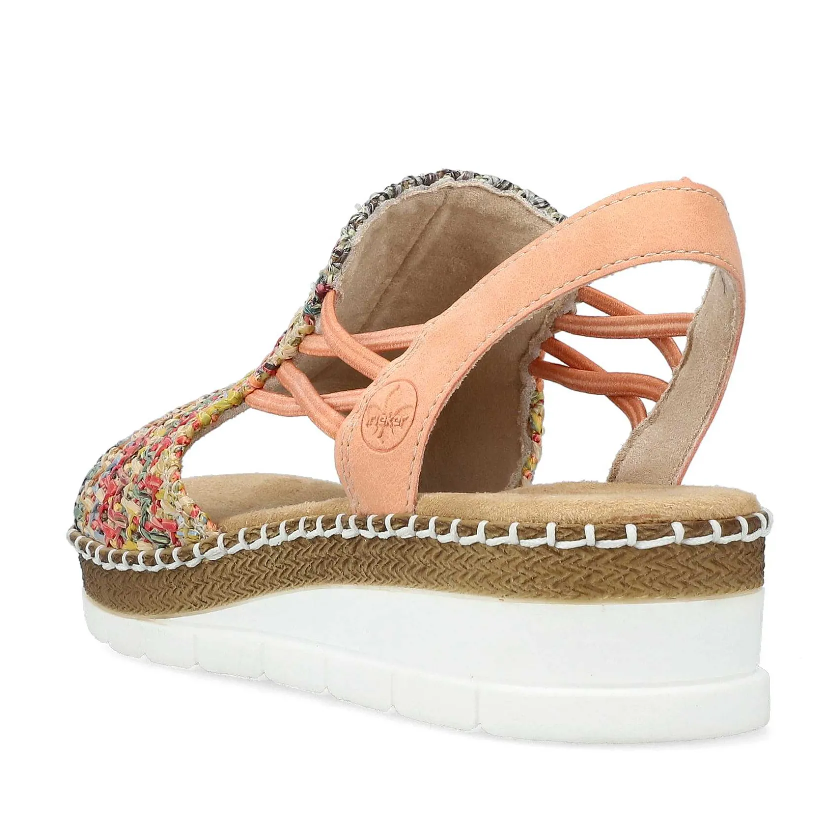 Rieker Summer Shoes-Women'S Wedge Sandals In Multi-Salmon Colors