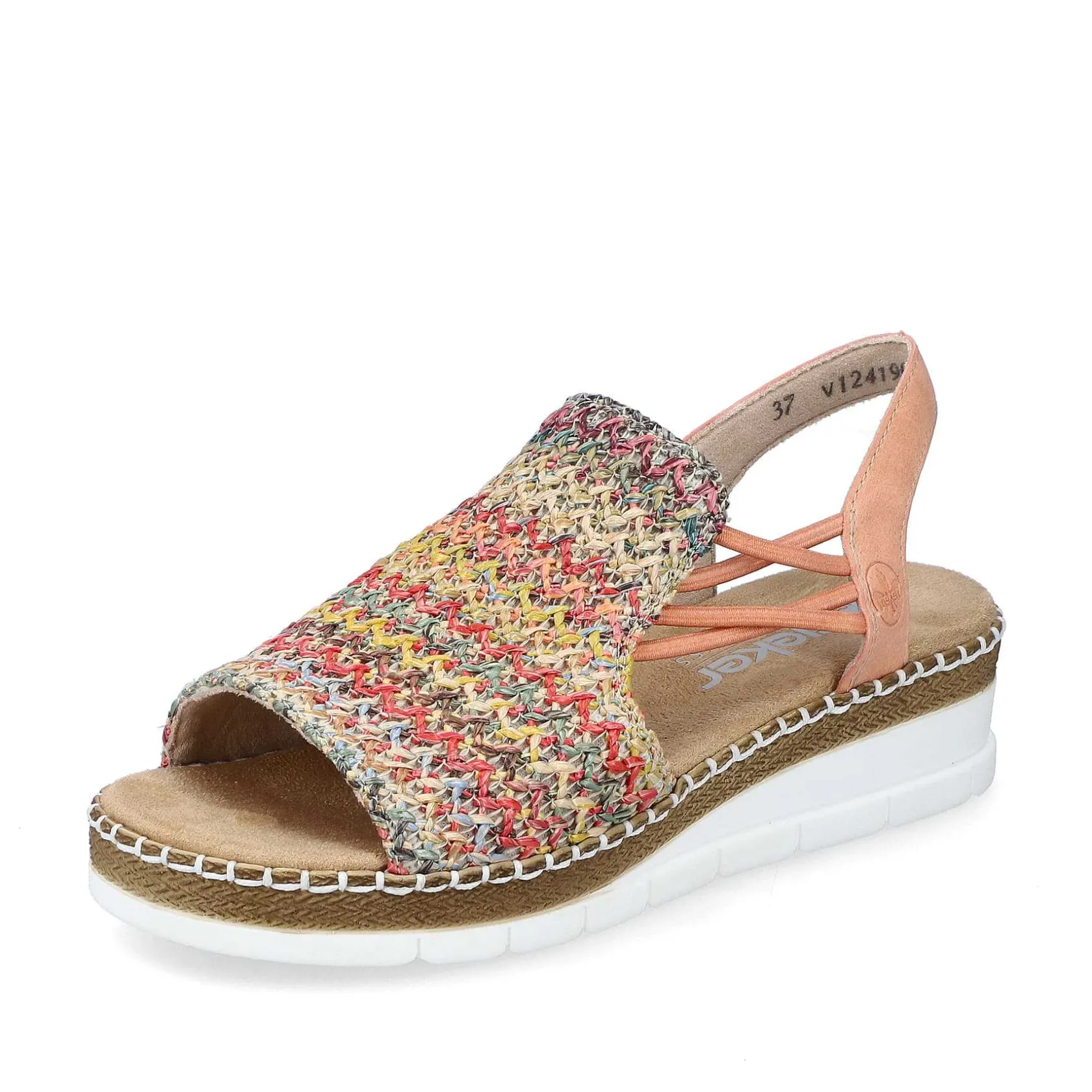 Rieker Summer Shoes-Women'S Wedge Sandals In Multi-Salmon Colors
