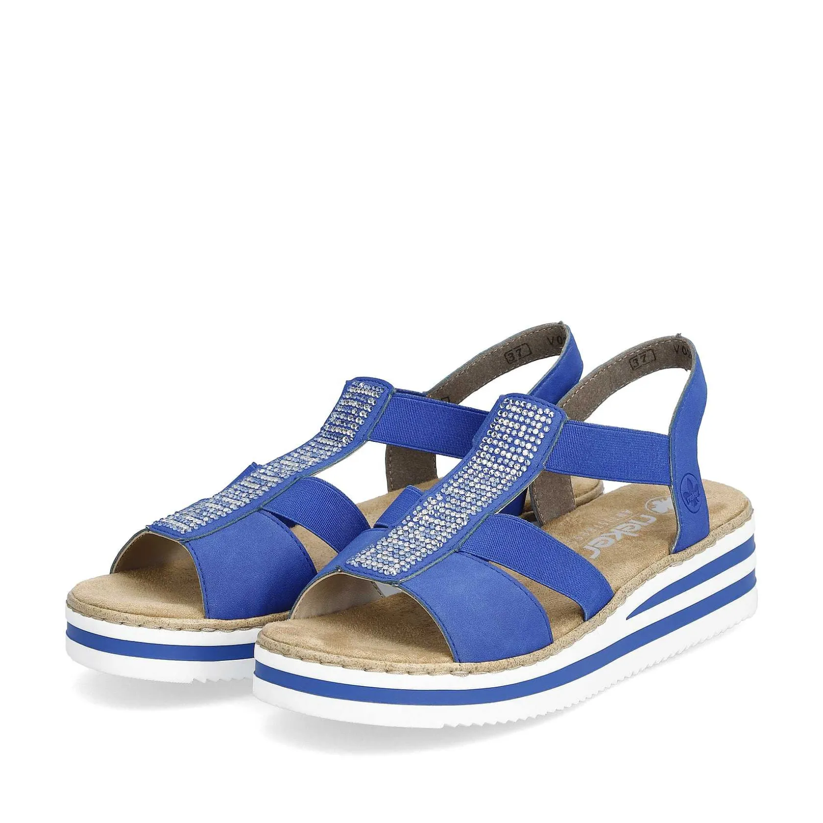 Rieker Summer Shoes-Women'S Wedge Sandals Royal Blue