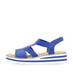 Rieker Summer Shoes-Women'S Wedge Sandals Royal Blue