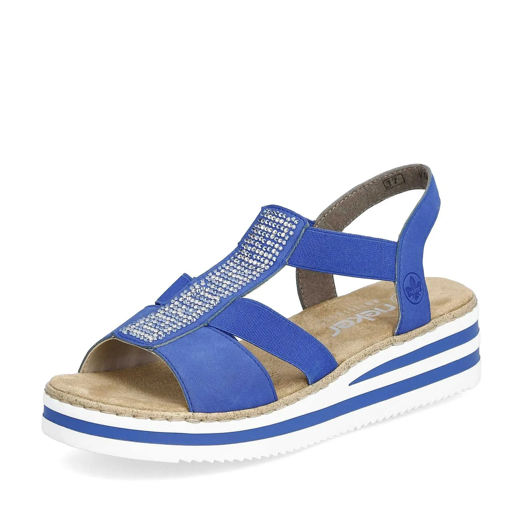 Rieker Summer Shoes-Women'S Wedge Sandals Royal Blue