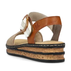 Rieker Heeled Shoes-Women'S Wedge Sandals Brown Beige-Black