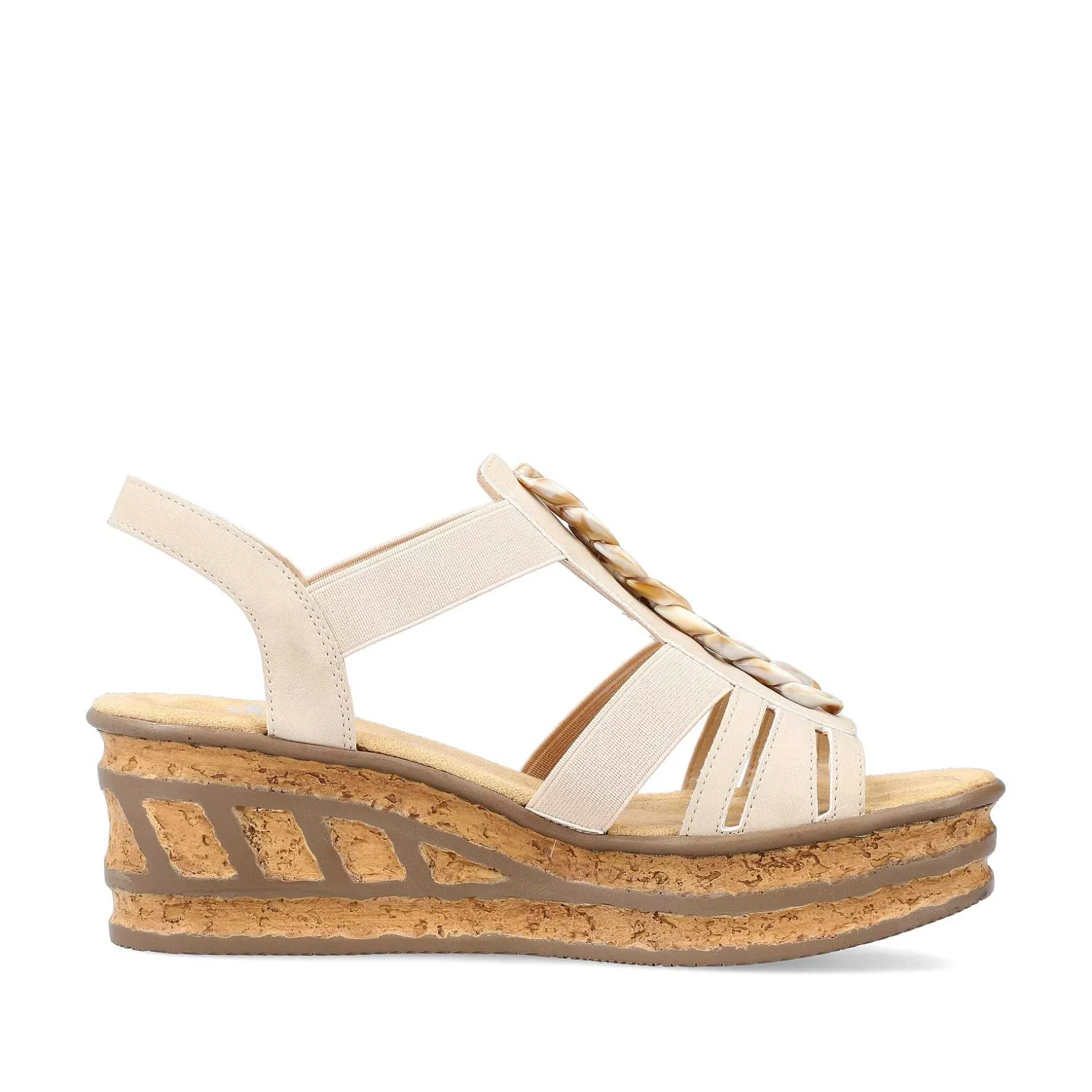 Rieker Heeled Shoes-Women'S Wedge Sandals Cream Beige