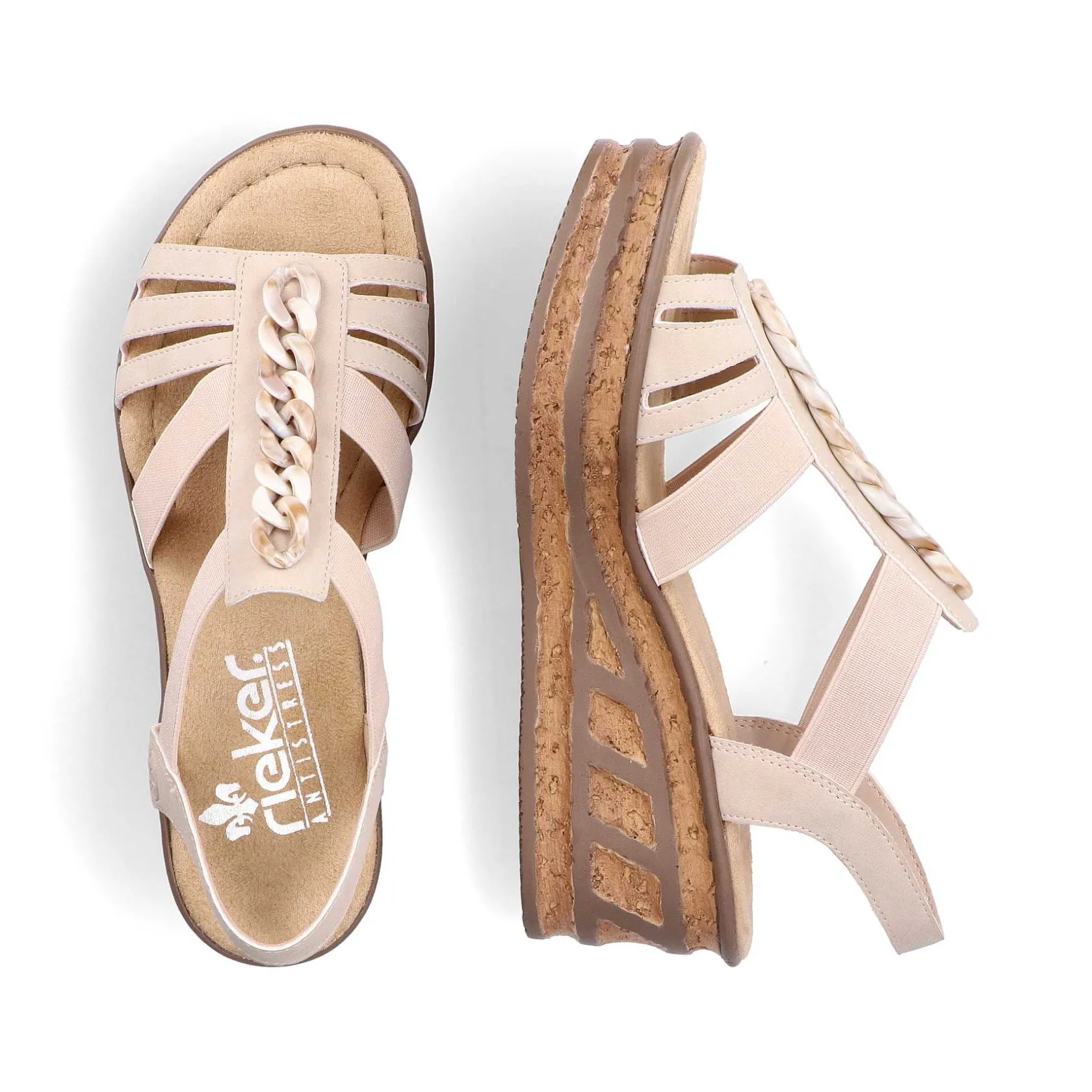 Rieker Heeled Shoes-Women'S Wedge Sandals Cream Beige