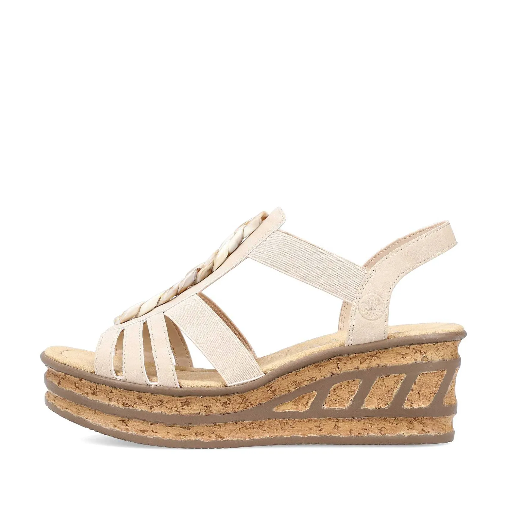 Rieker Heeled Shoes-Women'S Wedge Sandals Cream Beige