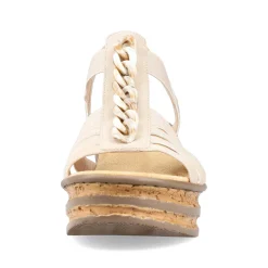 Rieker Heeled Shoes-Women'S Wedge Sandals Cream Beige