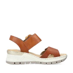 Rieker Heeled Shoes-Women'S Wedge Sandals Chestnut Brown