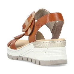 Rieker Heeled Shoes-Women'S Wedge Sandals Chestnut Brown