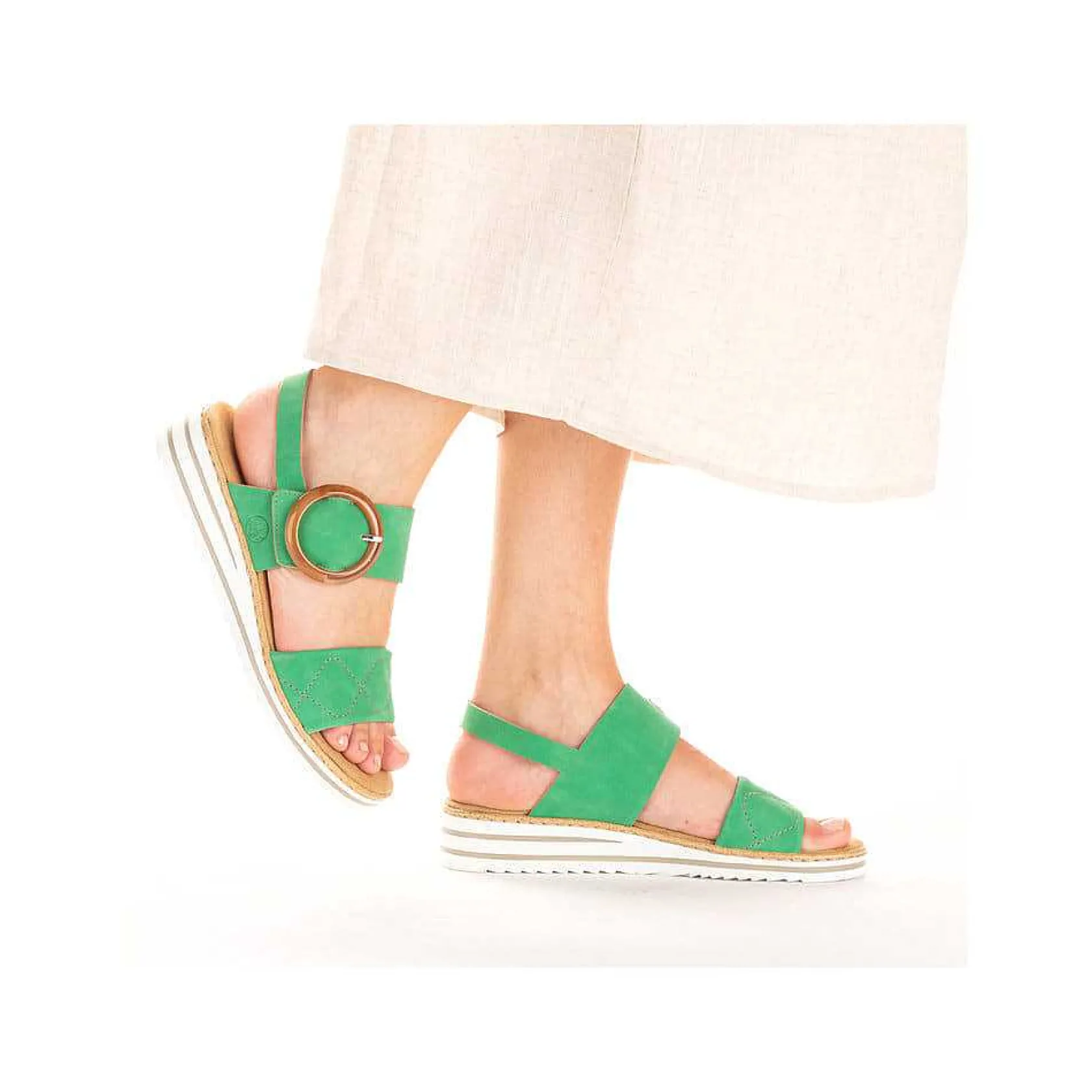 Rieker Heeled Shoes-Women'S Wedge Sandals Leaf Green