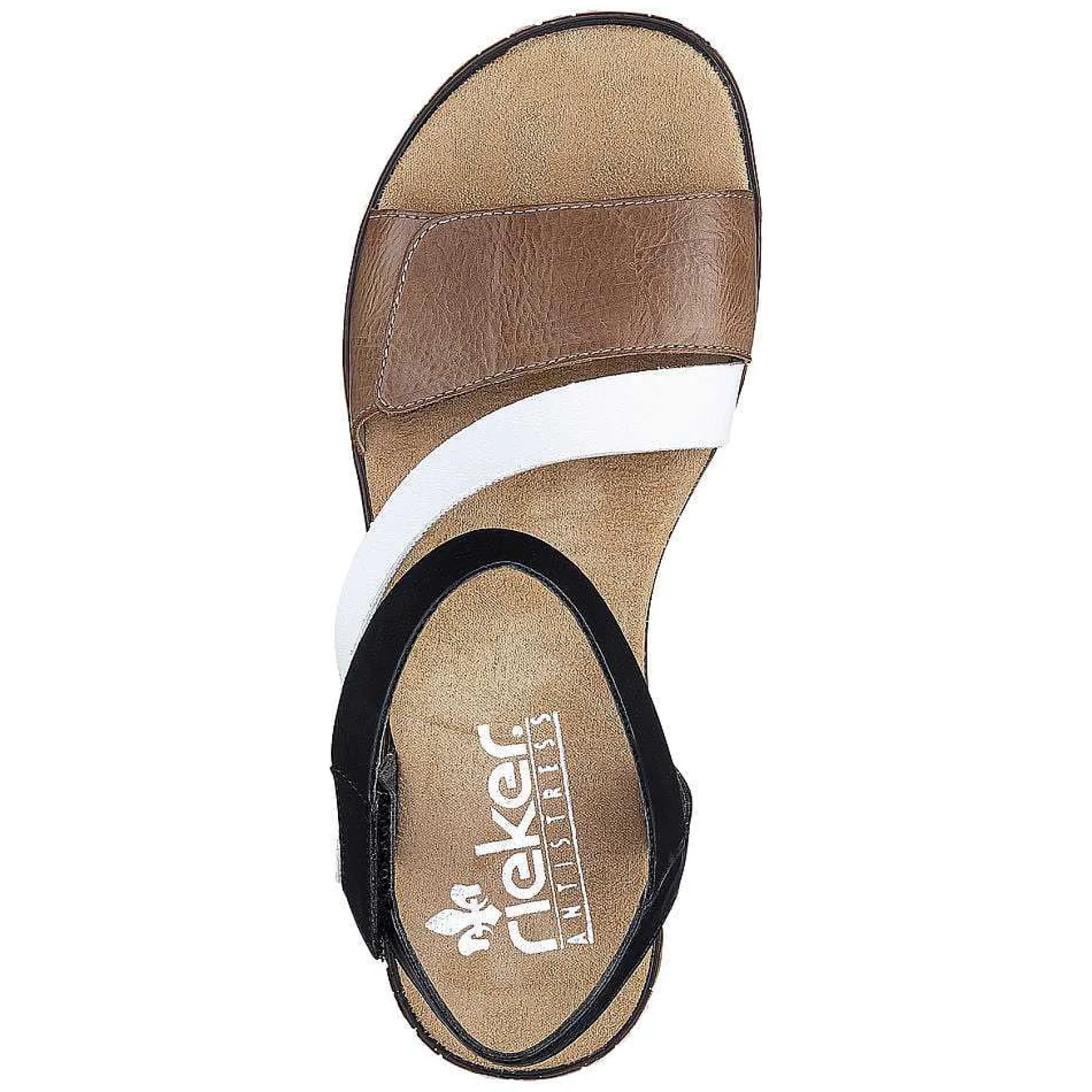 Rieker Heeled Shoes-Women'S Wedge Sandals Nougat Brown-Black-White