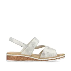 Rieker Heeled Shoes-Women'S Wedge Sandals Silver Metallic