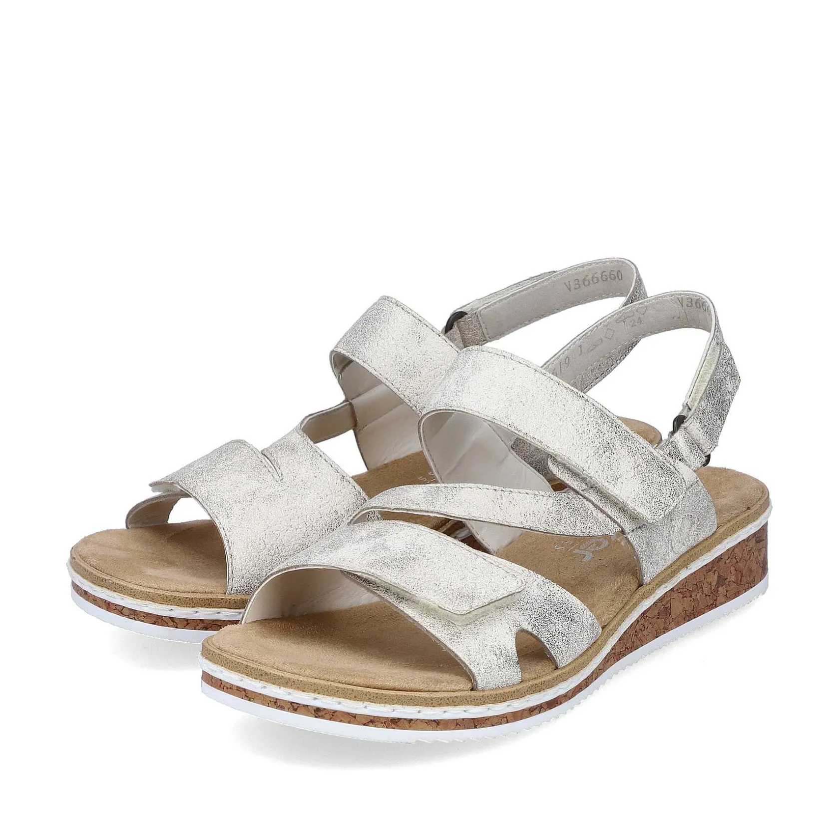 Rieker Heeled Shoes-Women'S Wedge Sandals Silver Metallic