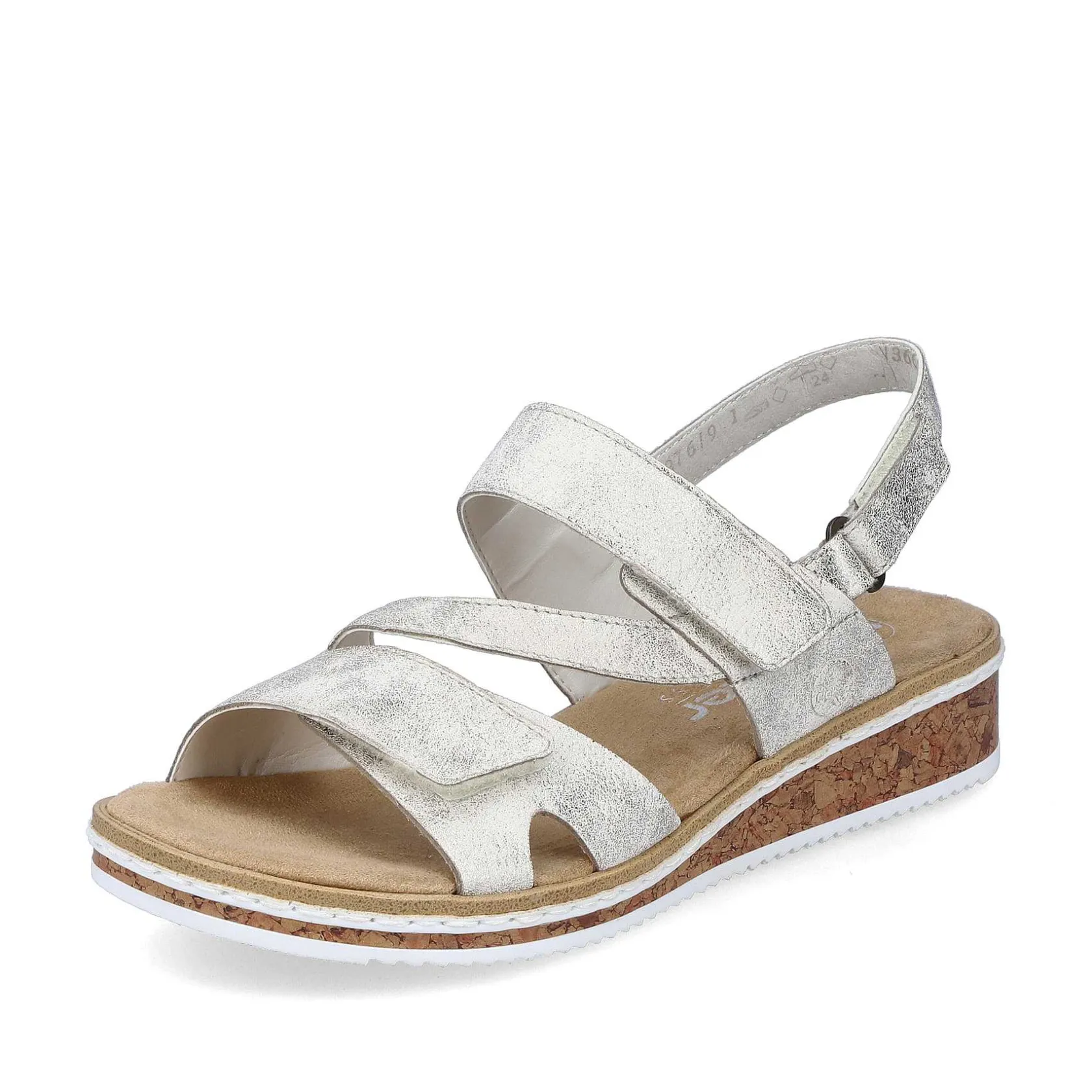 Rieker Heeled Shoes-Women'S Wedge Sandals Silver Metallic