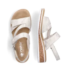 Rieker Heeled Shoes-Women'S Wedge Sandals Silver Metallic
