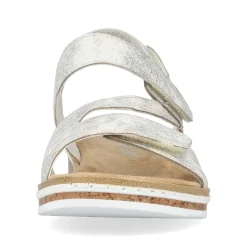 Rieker Heeled Shoes-Women'S Wedge Sandals Silver Metallic