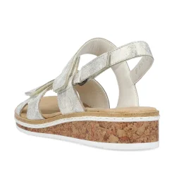 Rieker Heeled Shoes-Women'S Wedge Sandals Silver Metallic