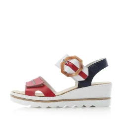 Rieker Heeled Shoes-Women'S Wedge Sandals Fire Red-Pure White