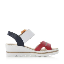 Rieker Heeled Shoes-Women'S Wedge Sandals Fire Red-Pure White