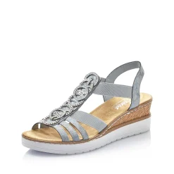 Rieker Heeled Shoes-Women'S Wedge Sandals Denim Blue