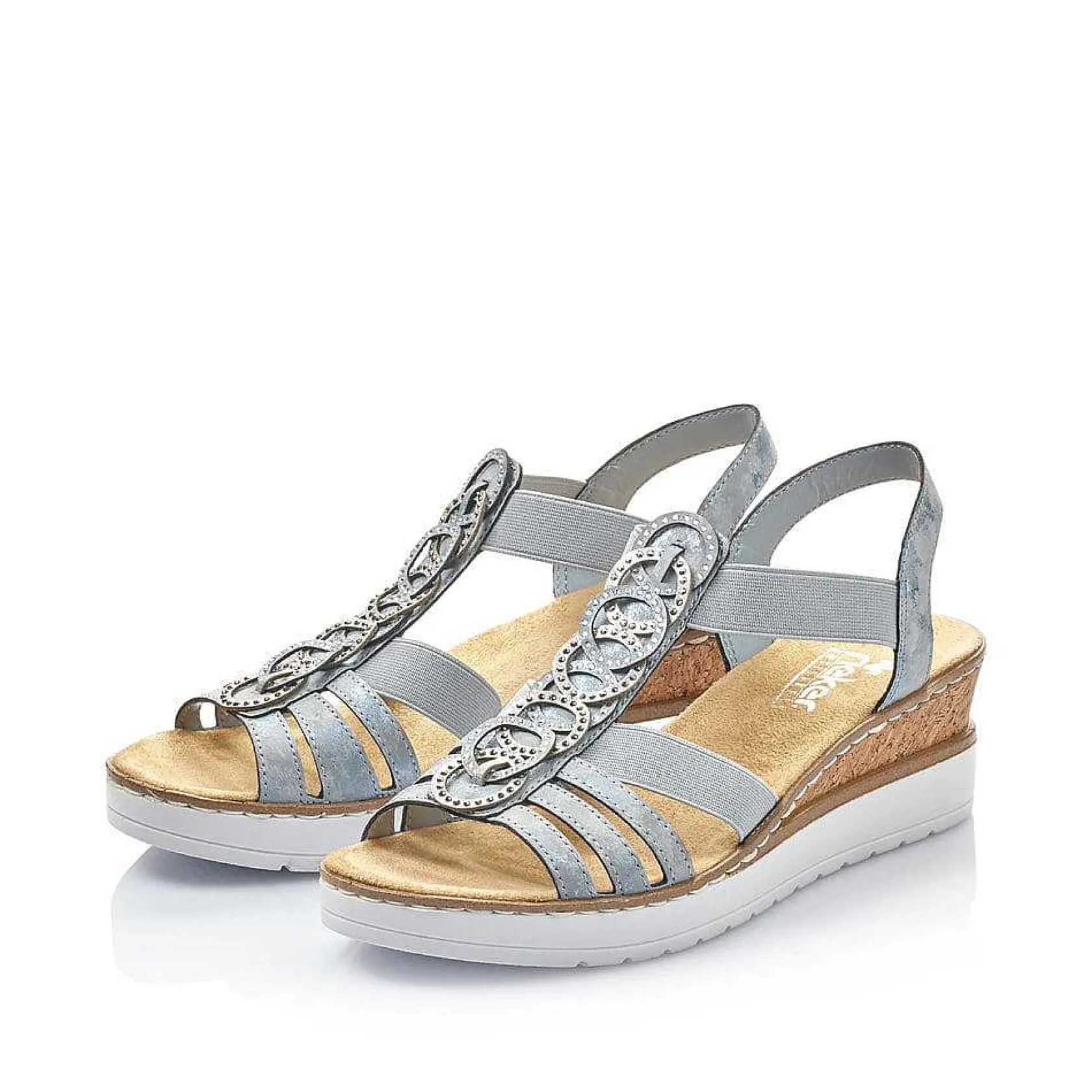 Rieker Heeled Shoes-Women'S Wedge Sandals Denim Blue