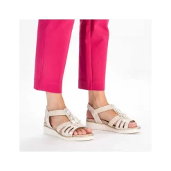 Rieker Heeled Shoes-Women'S Wedge Sandals Light Beige