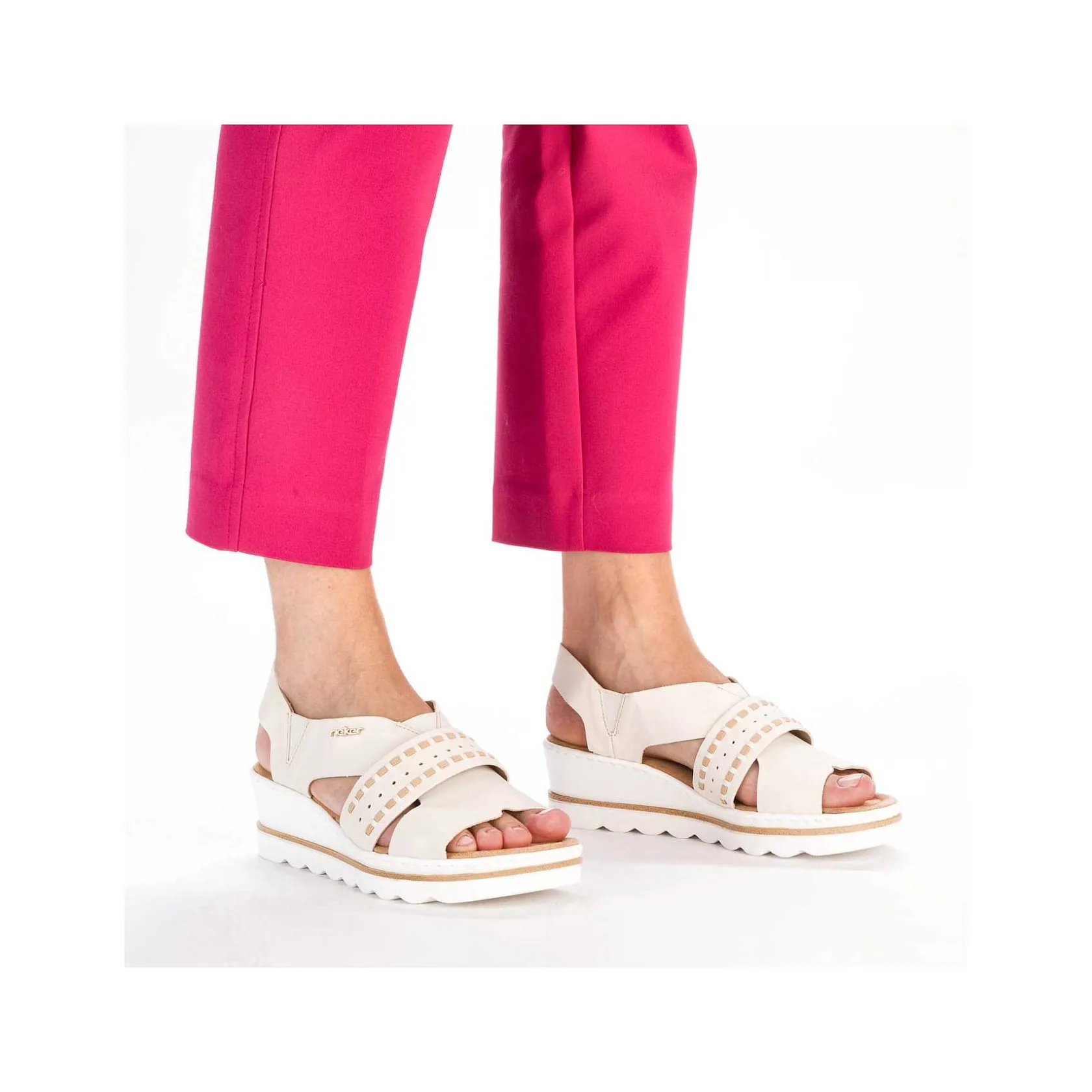 Rieker Heeled Shoes-Women'S Wedge Sandals Light Beige