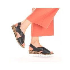 Rieker Heeled Shoes-Women'S Wedge Sandals Navy Blue